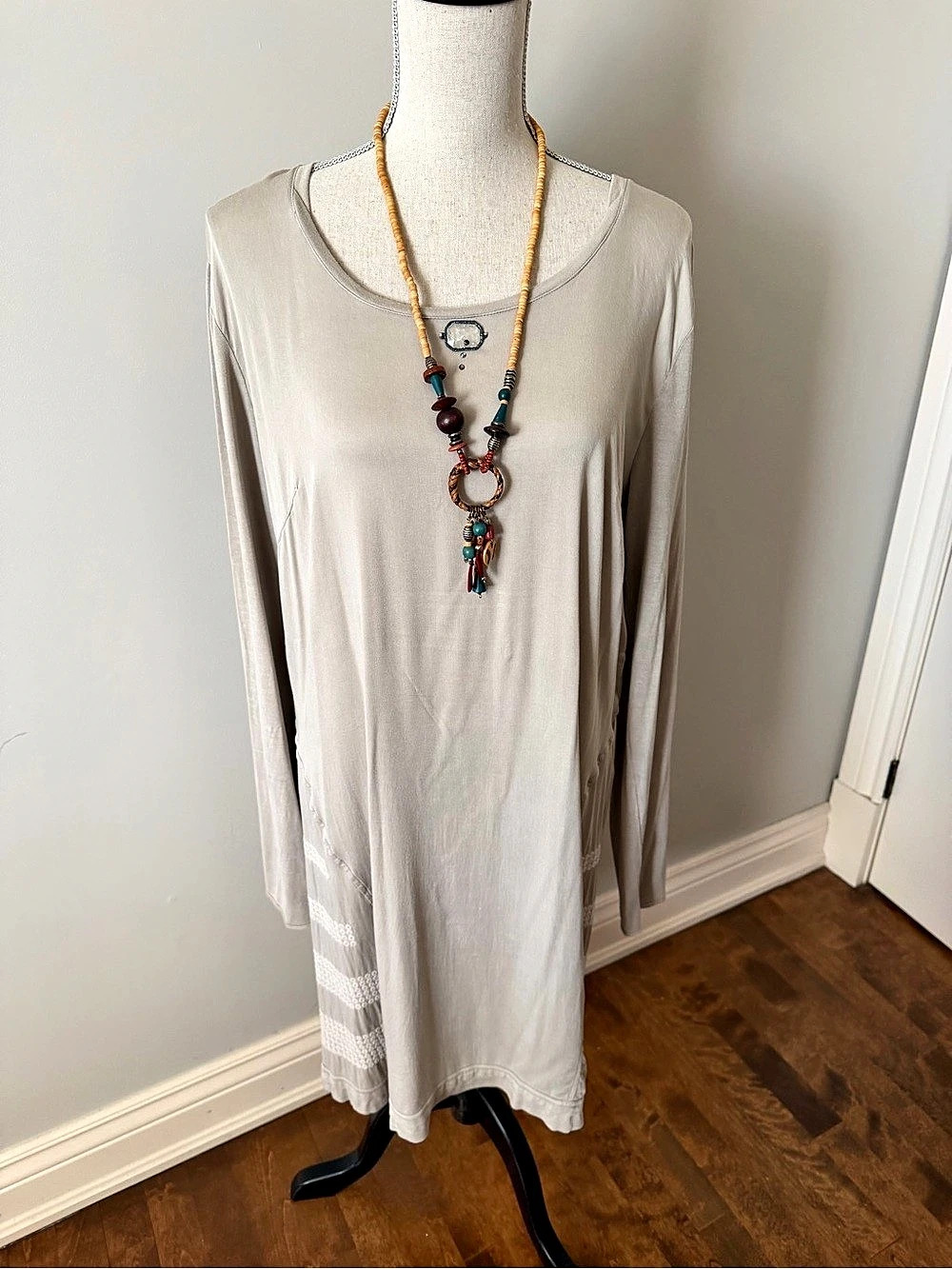 Elisa Cavaletti Long Sleeve Dress Beige Size Large